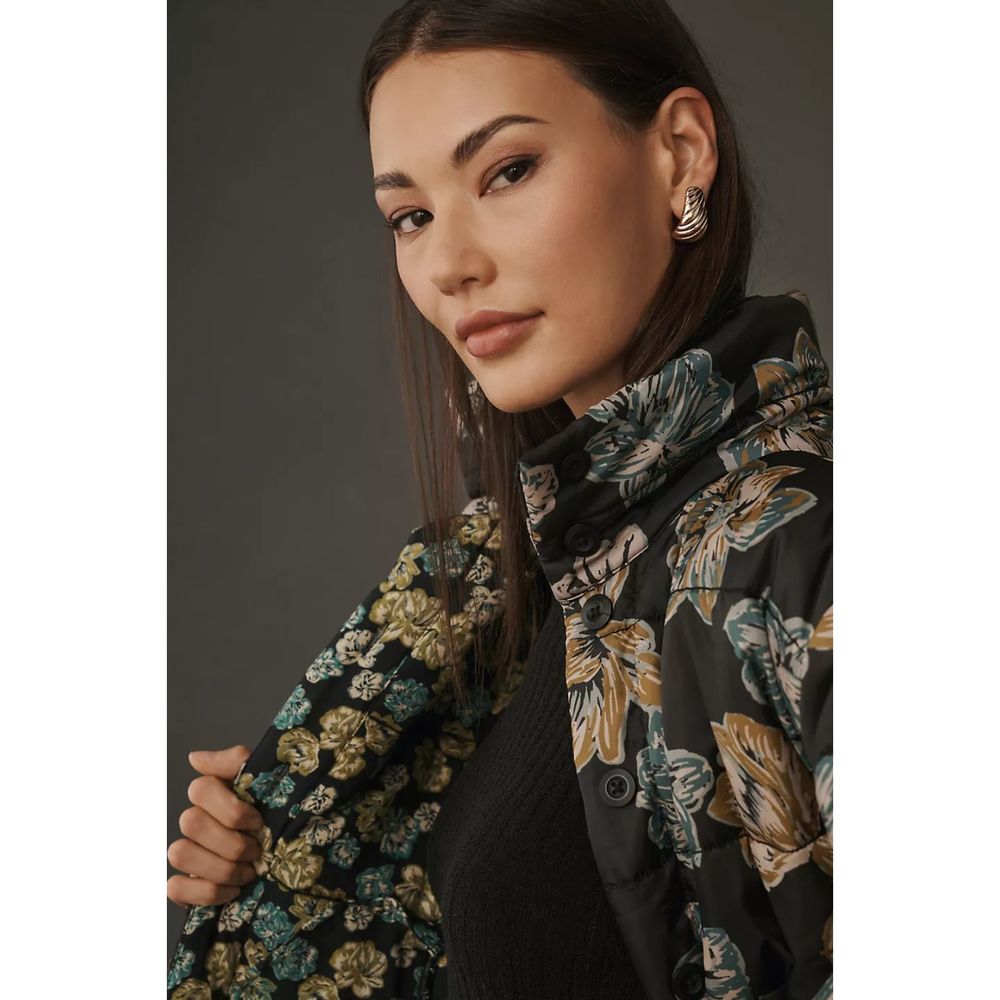 JACKET, NEW Anthropologie Floral Printed Puffer Jacket, Size Small - Picture 5 of 15